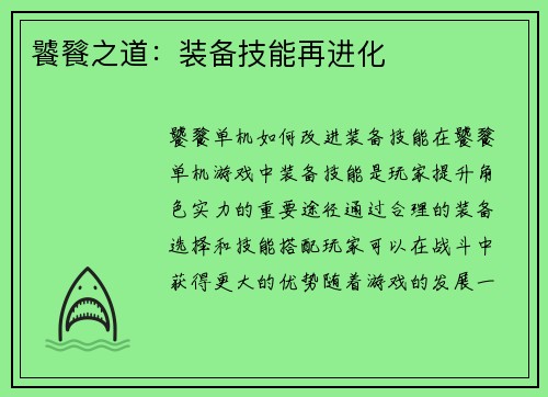 饕餮之道：装备技能再进化